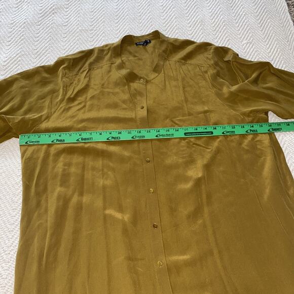 Eileen Fisher Green Button Down Women Size 3X Shirt Classic Designer Silk Flaw - Picture 4 of 8